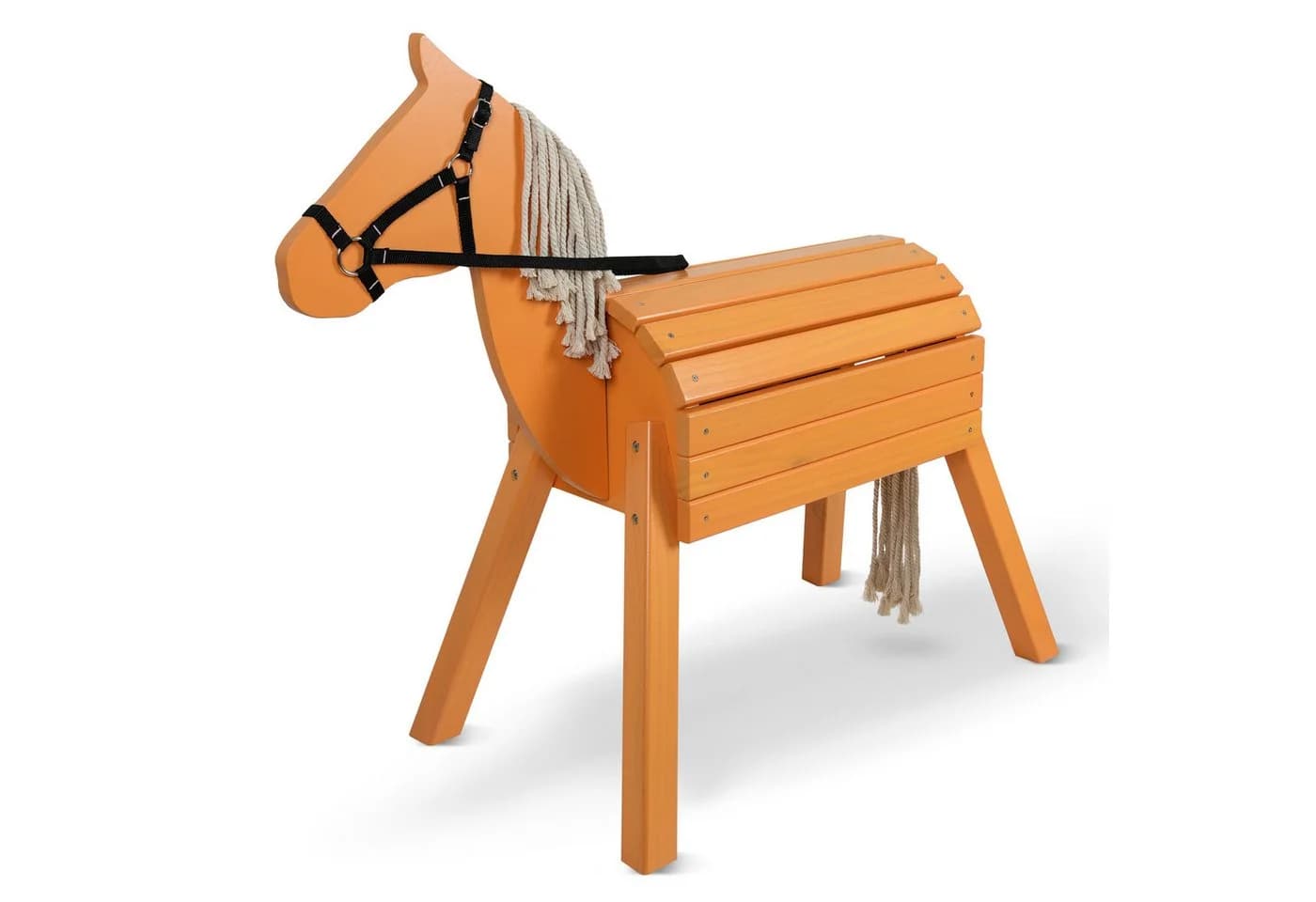 Pink Papaya Holzpferd XXL Reitpferd aus Holz mit Mähne und Schweif - Bild 2
