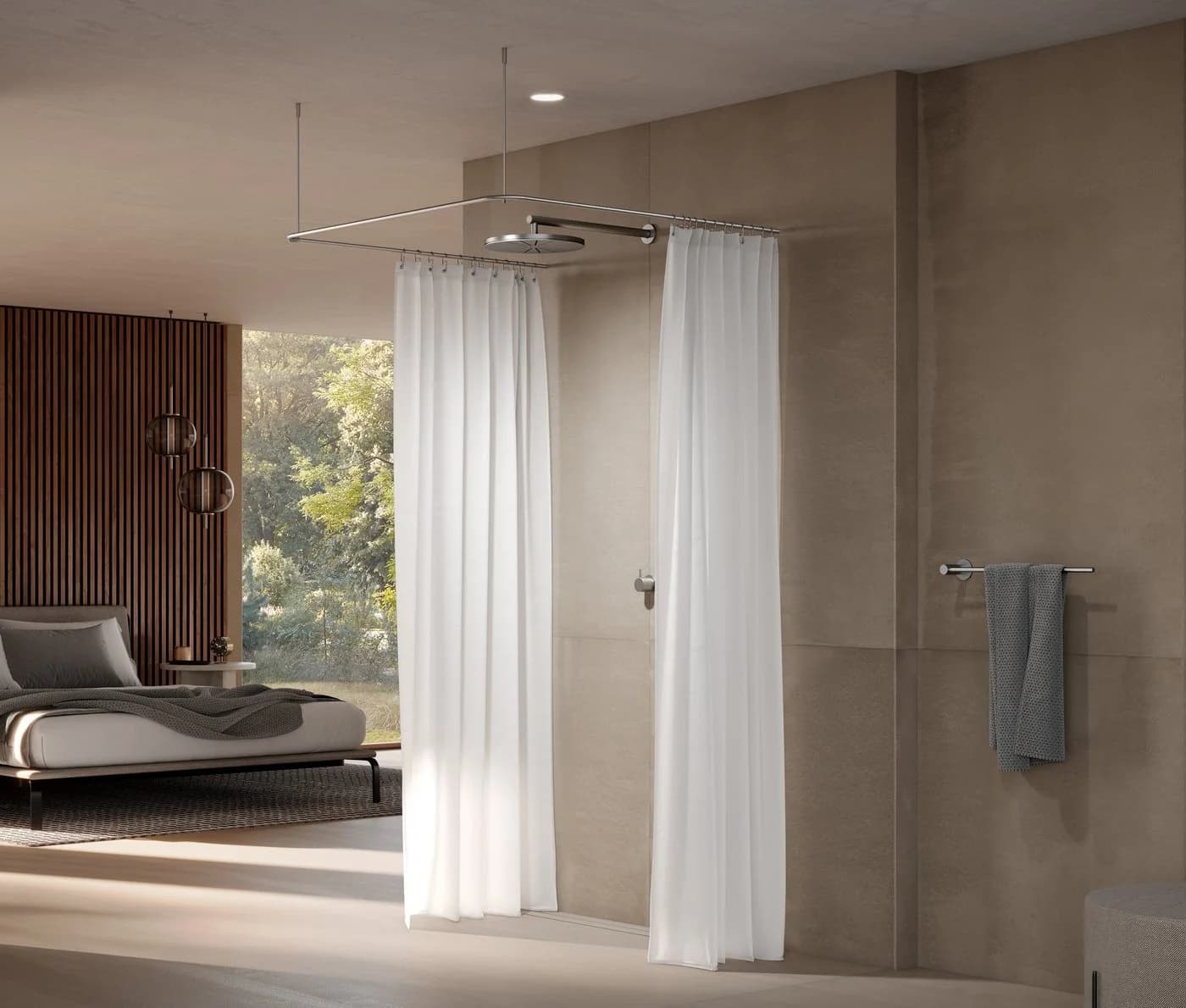 PHOS Design Duschvorhangstange DSU U-Form Edelstahl