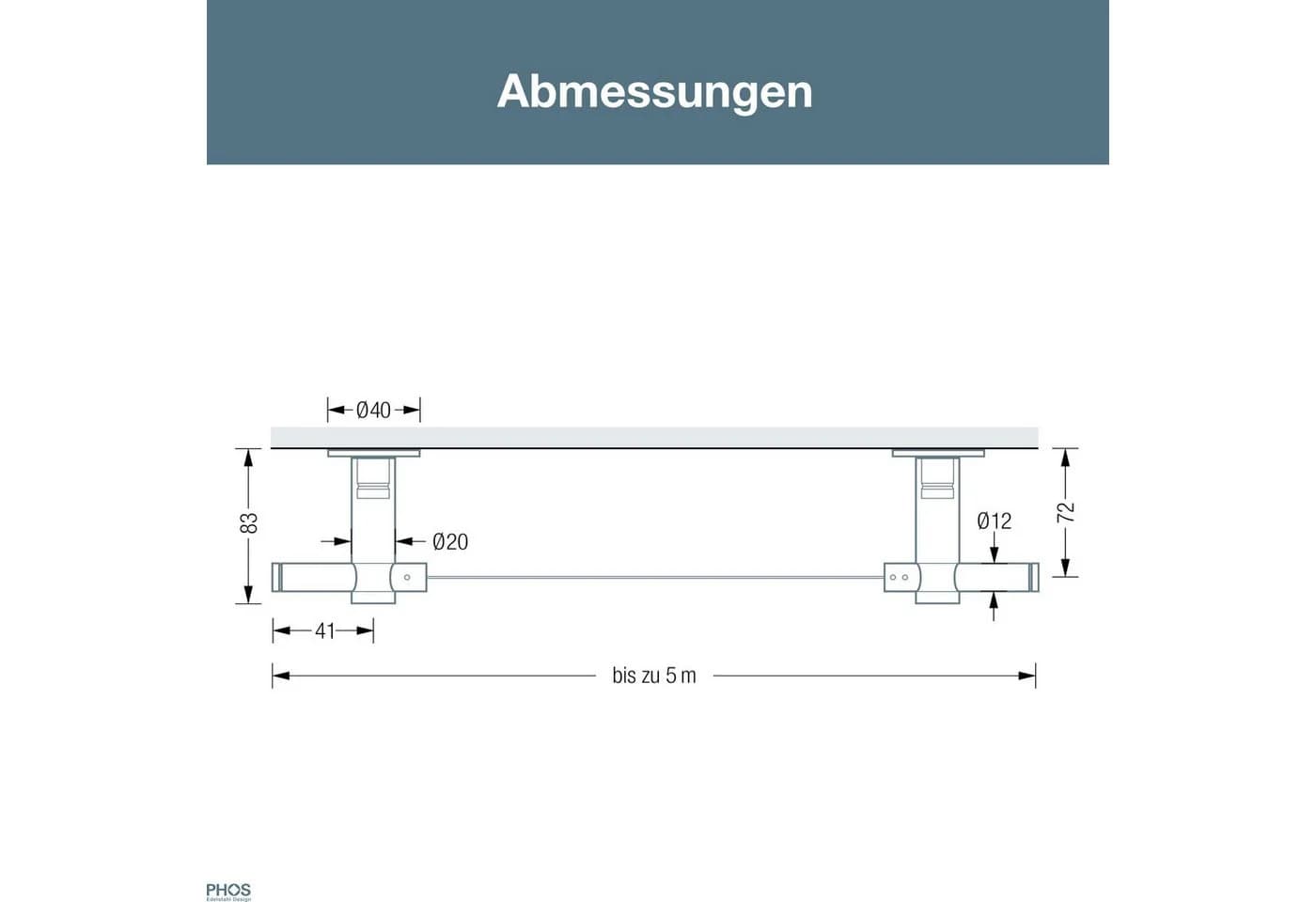 PHOS Design Seilspannsystem für Gardinen und Vorhänge