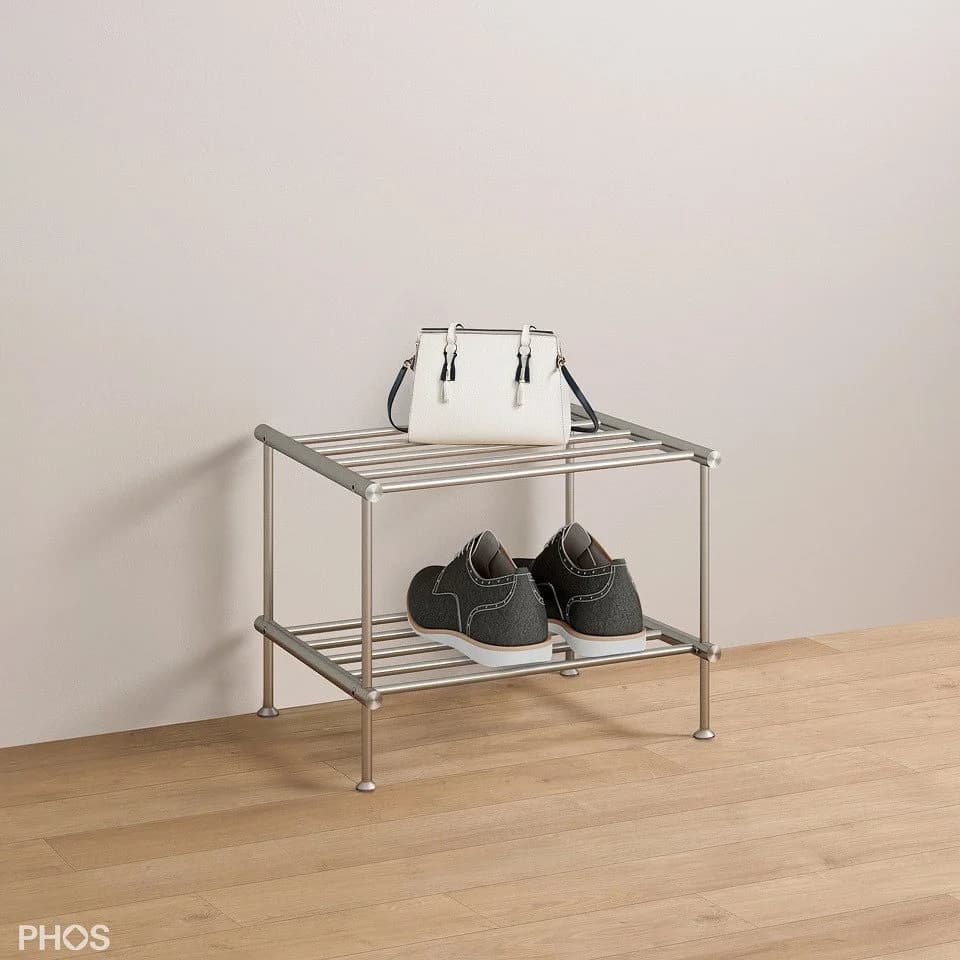 PHOS Design Schuhregal Edelstahl 40cm 2 Ebenen - Bild 3