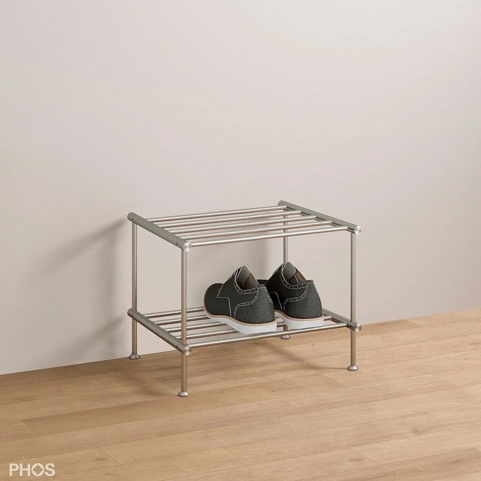 PHOS Design Schuhregal Edelstahl 40cm 2 Ebenen - Bild 4