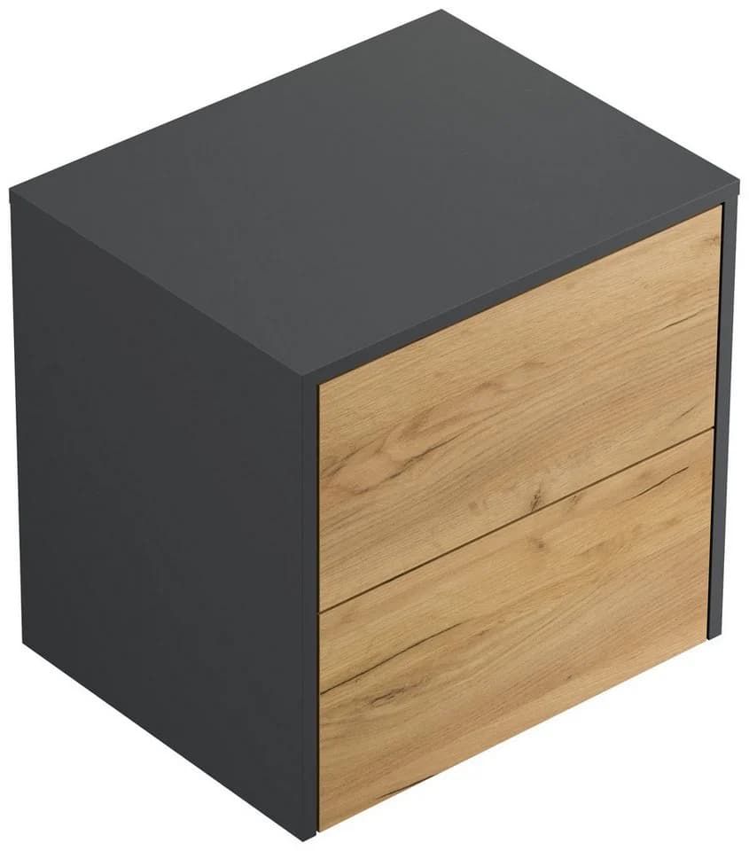 Magnolia Home Nachttisch Concepto M 50cm hängend 2 Pushauszüge Grafit Eiche - Bild 2