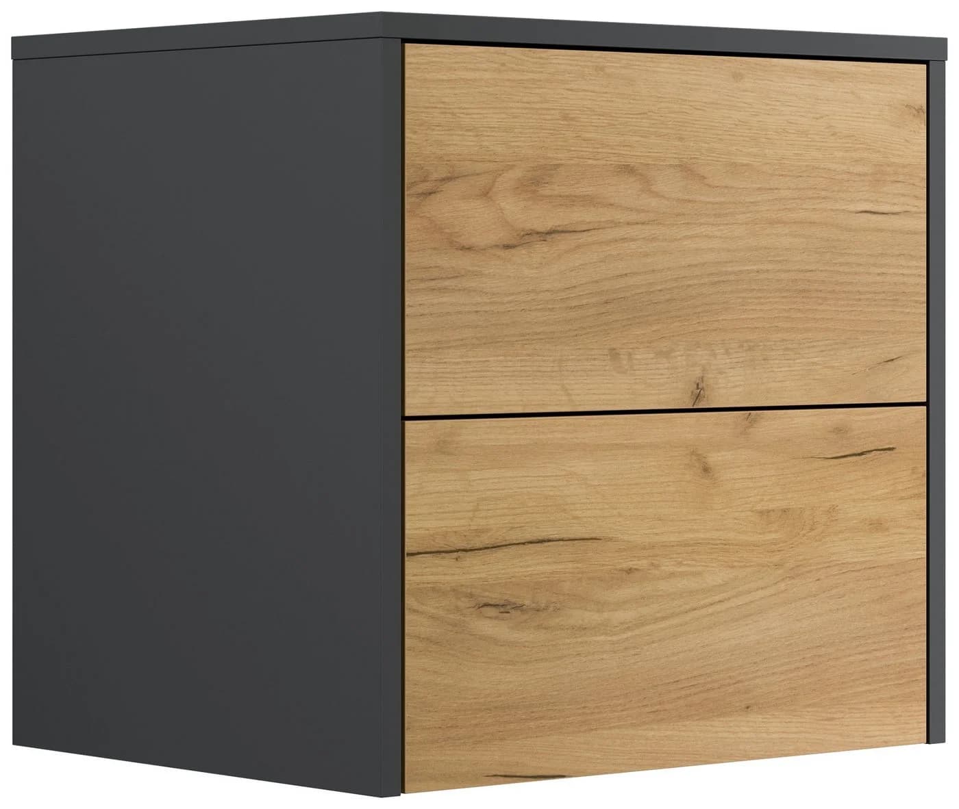 Magnolia Home Nachttisch Concepto M 50cm hängend 2 Pushauszüge Grafit Eiche - Bild 3