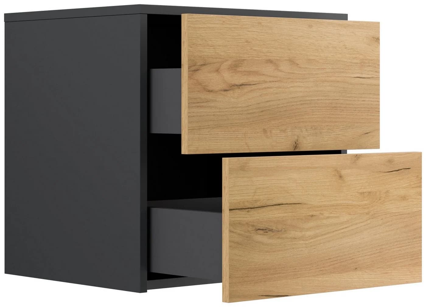 Magnolia Home Nachttisch Concepto M 50cm hängend 2 Pushauszüge Grafit Eiche - Bild 4