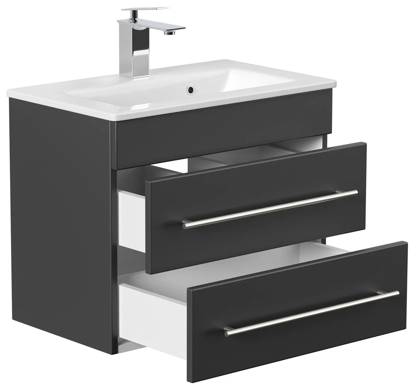 Magnolia Home Waschtisch Badmöbel Mars 600 SlimLine 60x36cm mit 2 SoftClose Schubladen Schwarz - Bild 4
