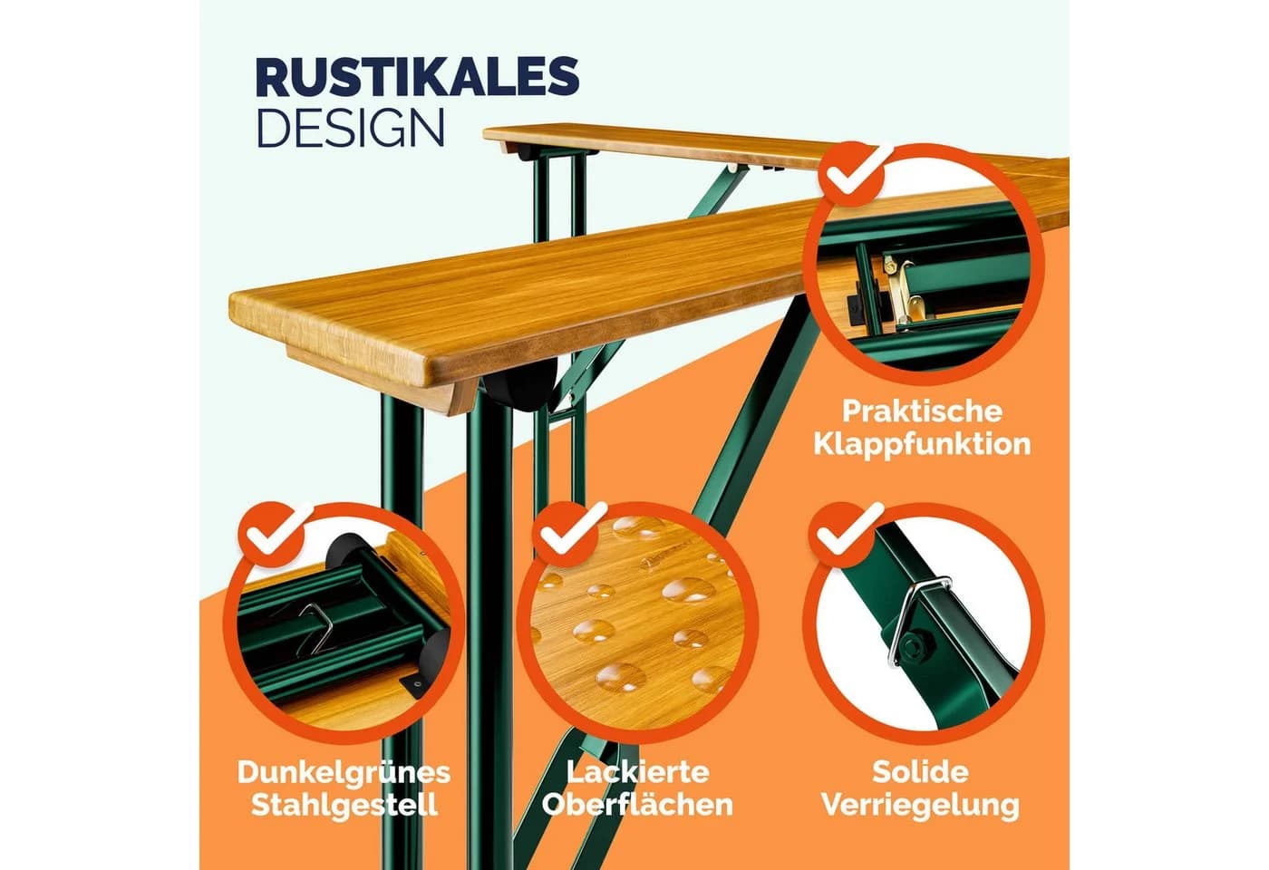Casaria Stehtisch Quattro XXL Klappbar Biertisch Bartisch Bierzeltgarnitur - Bild 4
