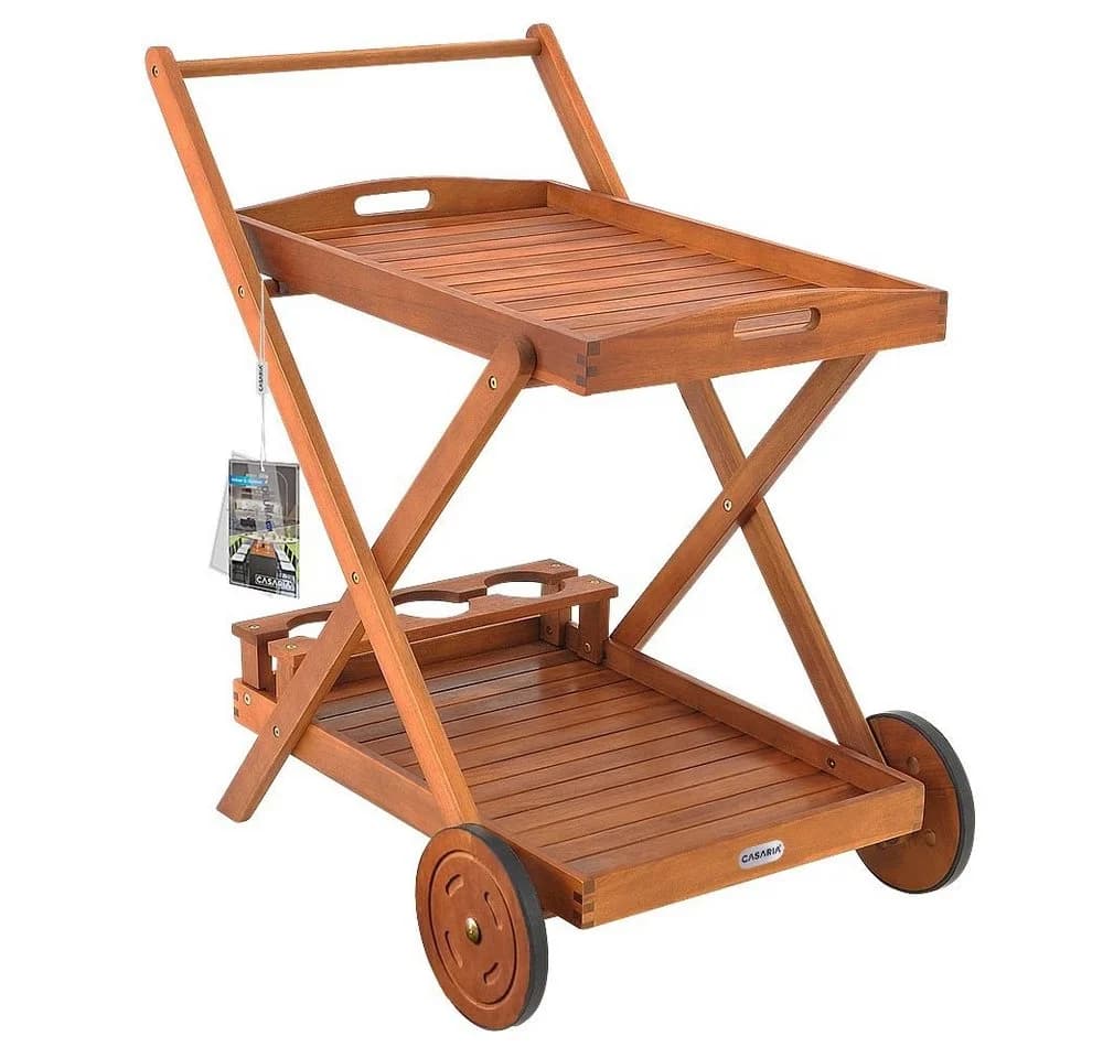 Servierwagen aus Akazienholz mit Rollen - Bild 2
