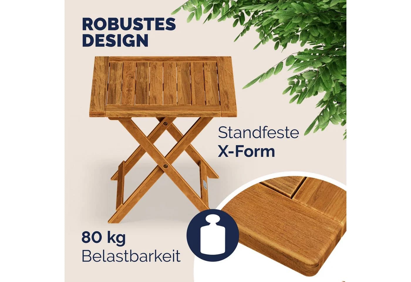 Casaria Klapptisch Akazie Beistelltisch Klappbar Wetterfest - Bild 4