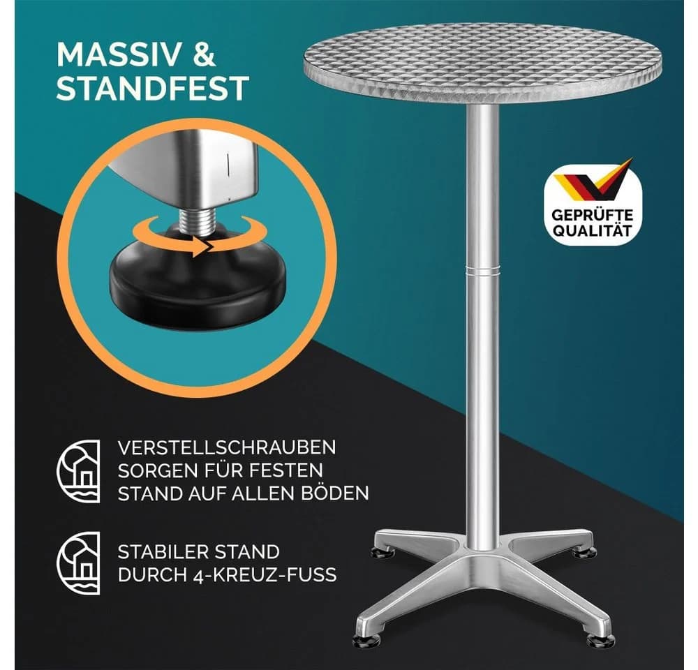 Casaria Stehtisch Höhenverstellbar Aluminium Edelstahl - Bild 3