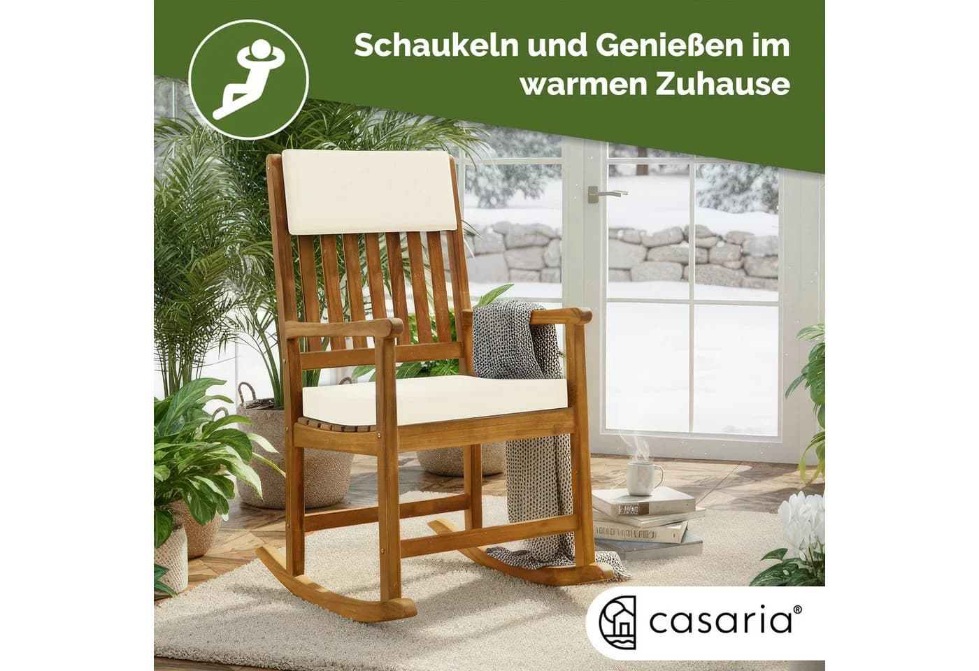 Casaria Schaukelstuhl Holz Garten Balkon Akazie - Bild 5