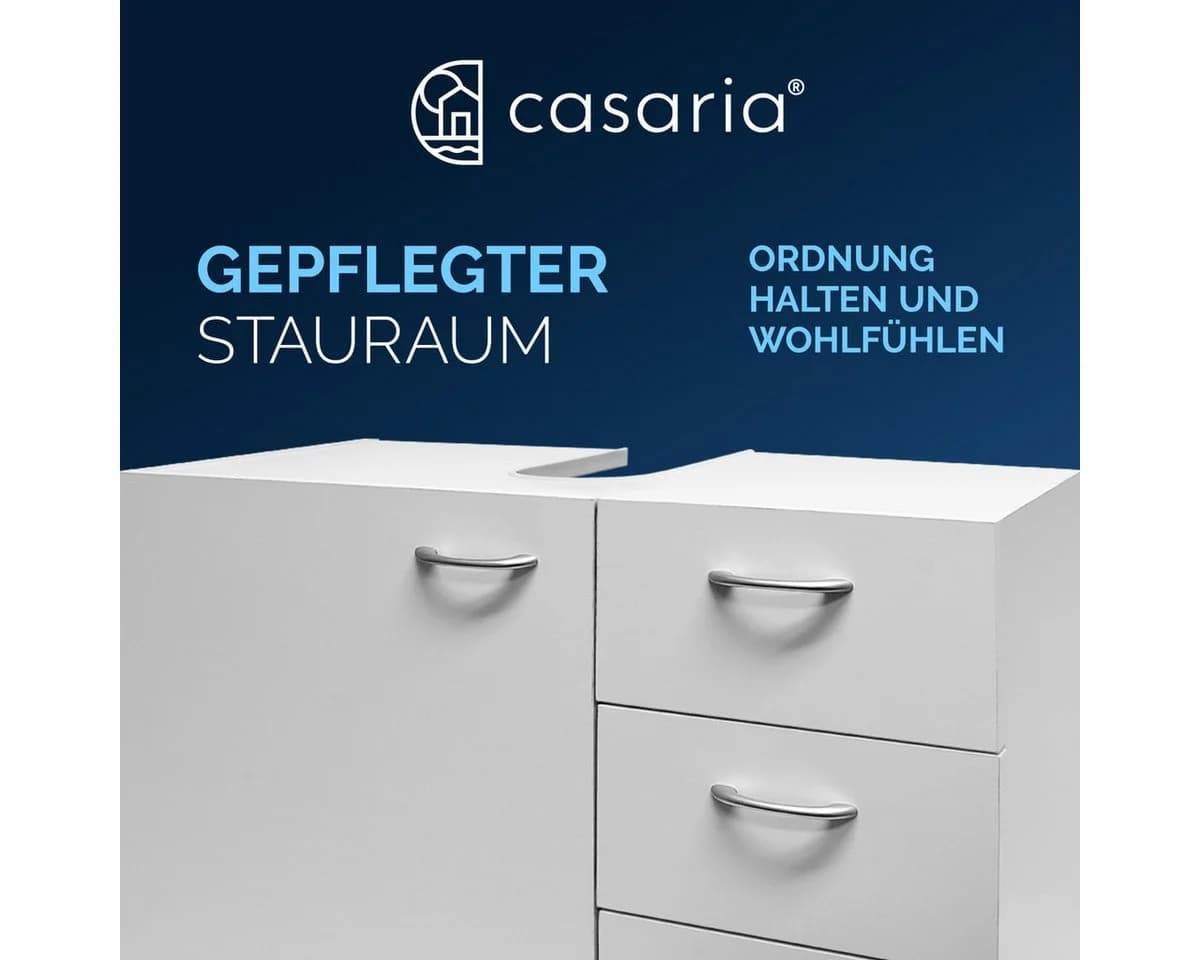 Casaria Waschbeckenunterschrank Neapel Weiß 3 Schubladen - Bild 5