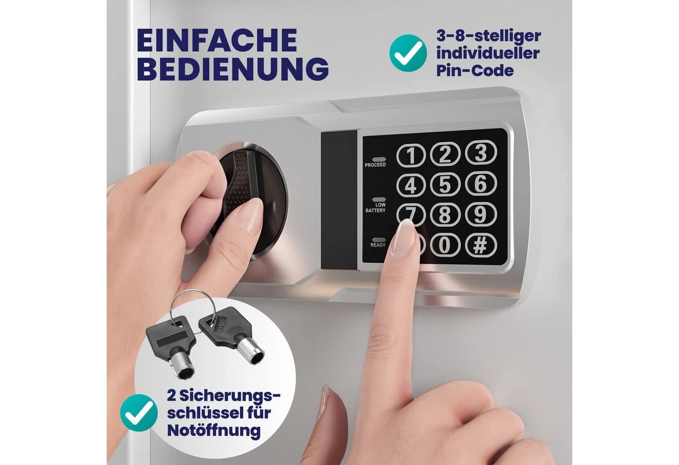 Deuba Tresor mit Elektronik-Zahlenschloss und Doppelstahlbolzen - Bild 3