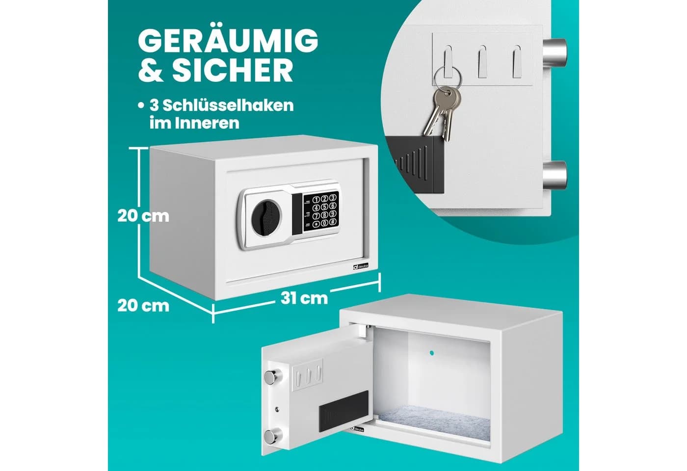 Deuba Tresor mit Elektronik-Zahlenschloss und Doppelstahlbolzen - Bild 5