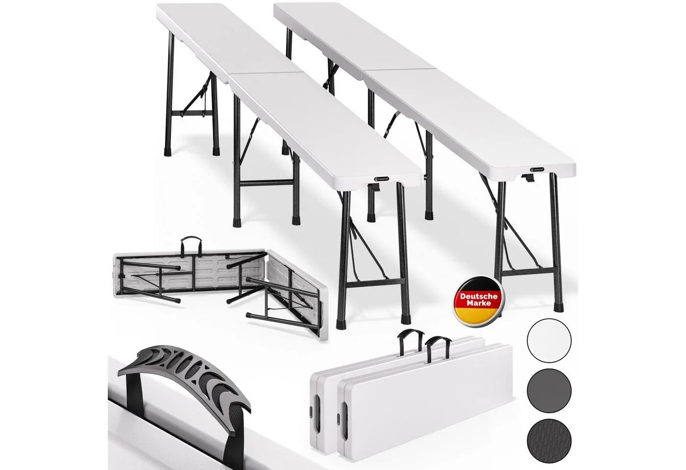 Casaria Gartenbank 2er Set Klappbar Kunststoff 8 Personen - Bild 2