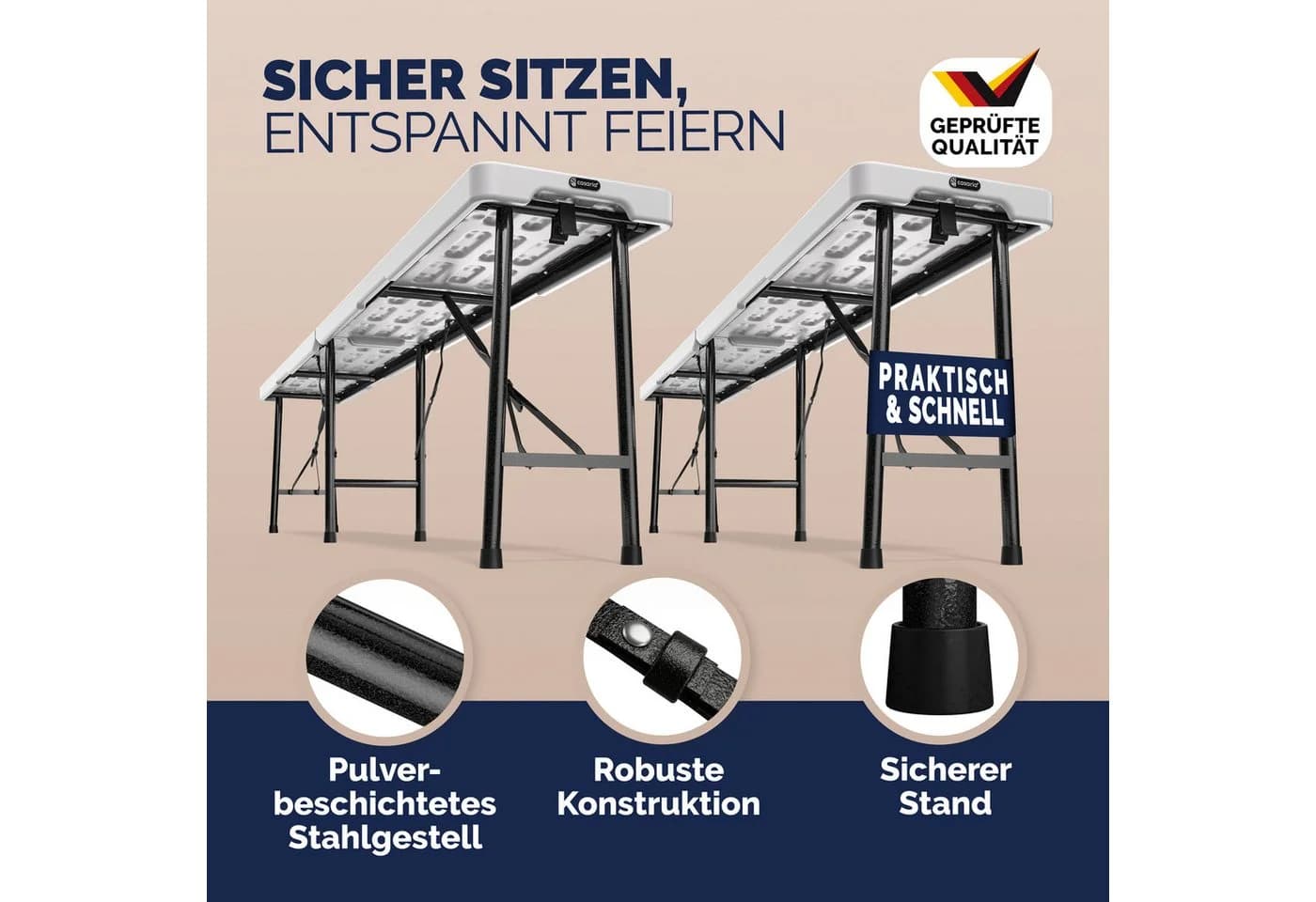Casaria Gartenbank 2er Set Klappbar Kunststoff 8 Personen - Bild 3