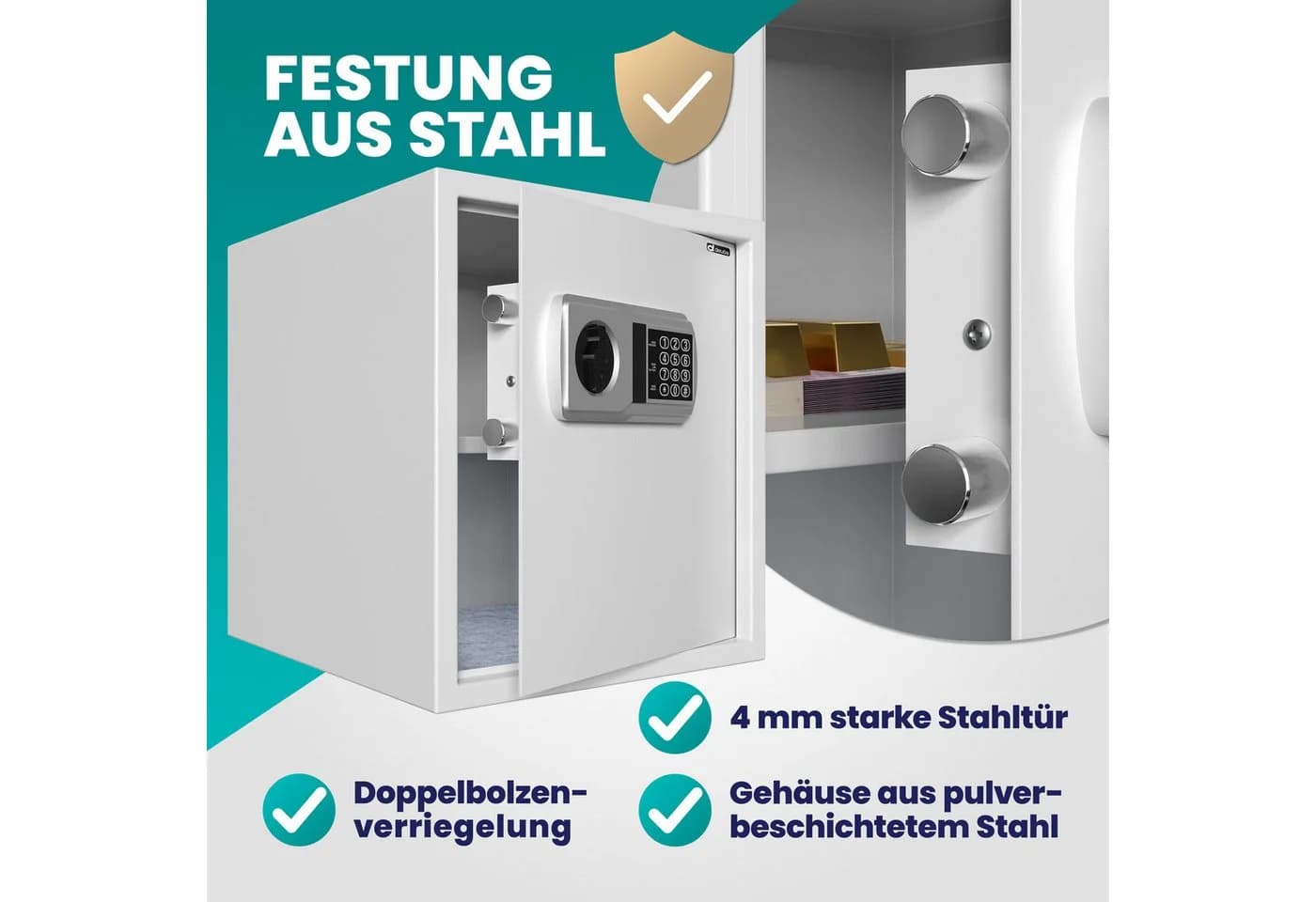 Deuba Elektrischer Möbeltresor mit LED-Beleuchtung und Stahltür