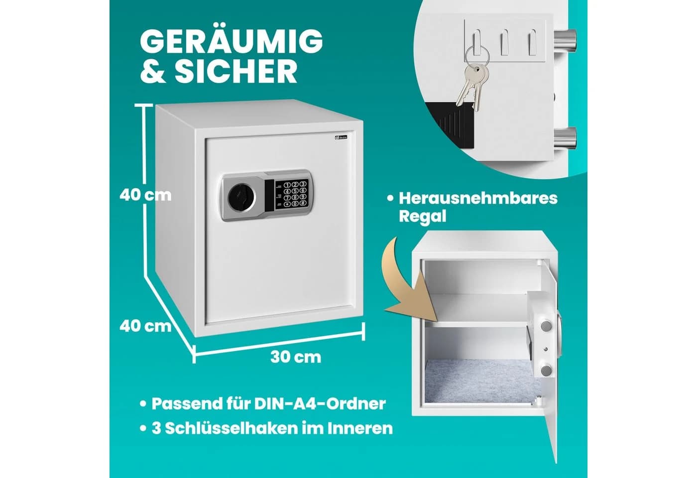 Deuba Elektrischer Möbeltresor mit LED-Beleuchtung und Stahltür - Bild 3