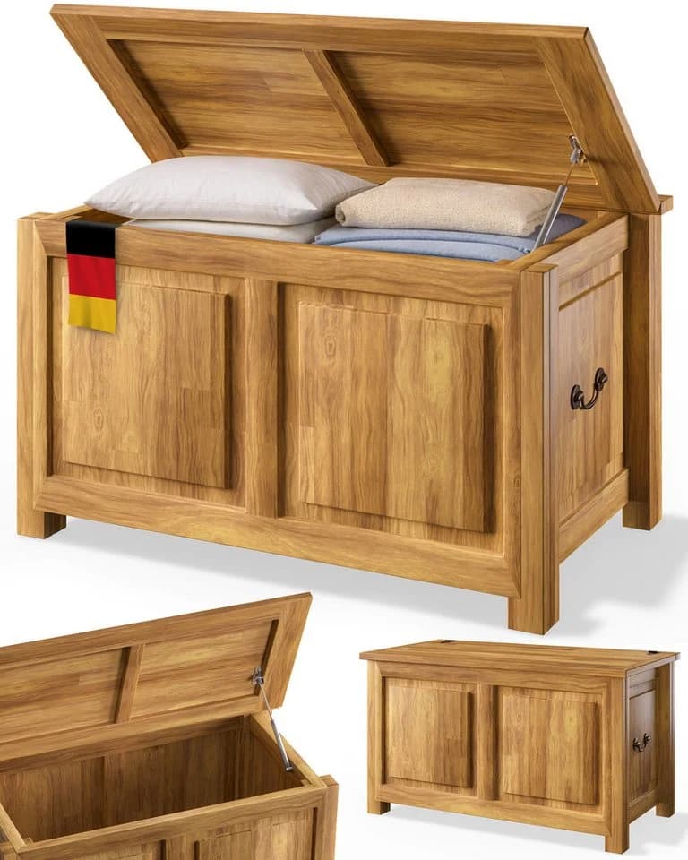 Deuba Holzkiste Sitzbank 103L Volumen 160kg belastbar Holz - Bild 2