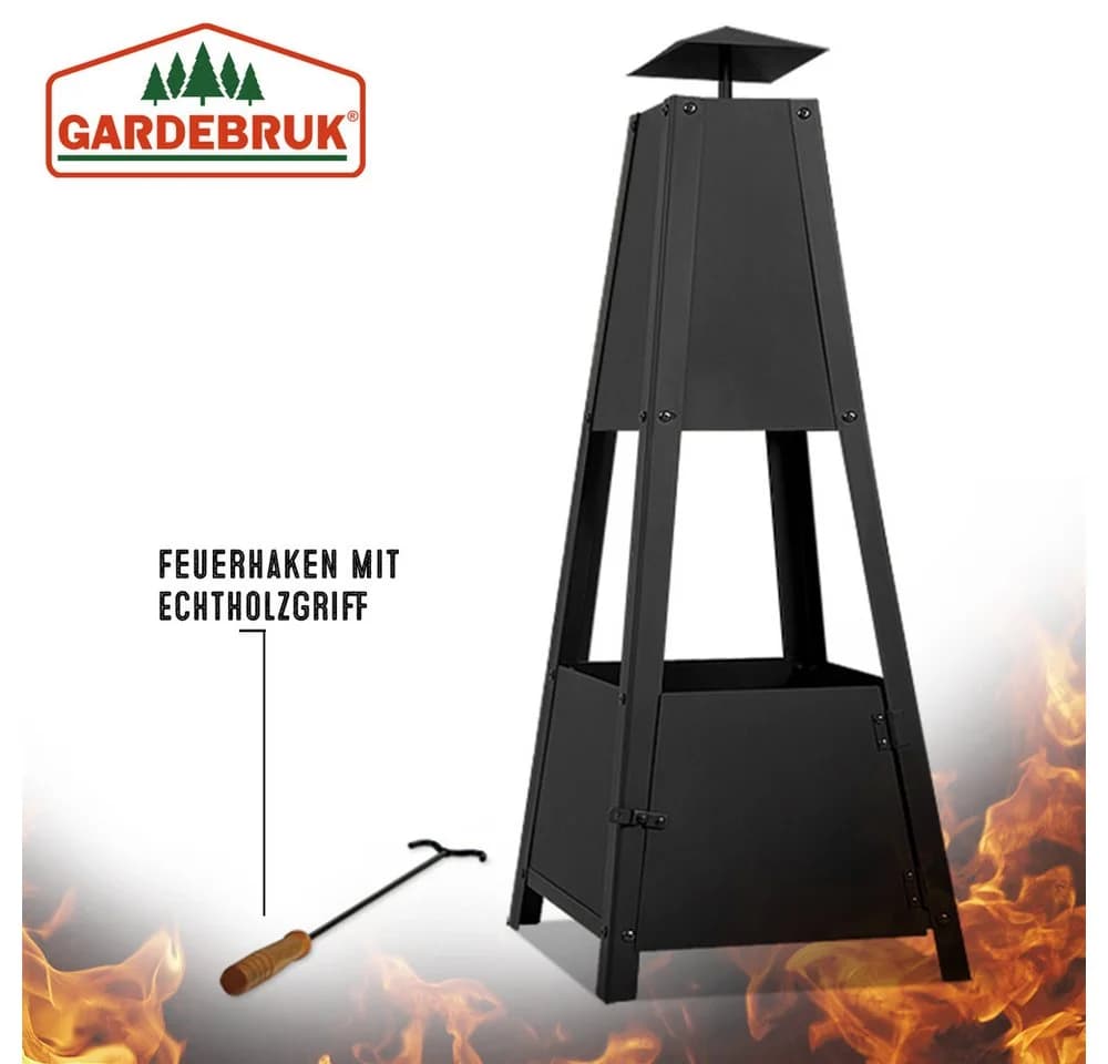 Gardebruk Terrassenofen Pyramide Schwarz Metall mit Abdeckung - Bild 4
