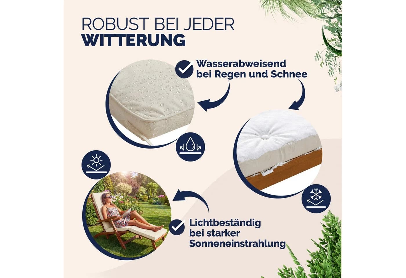 Detex Auflagekissen wasserabweisend für Sonnenliege - Bild 4