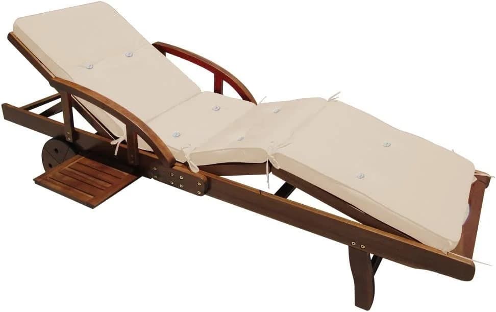 Casaria Gartenliege TAMI SUN Braun mit Auflage Beige Klappbar Akazienholz - Bild 2