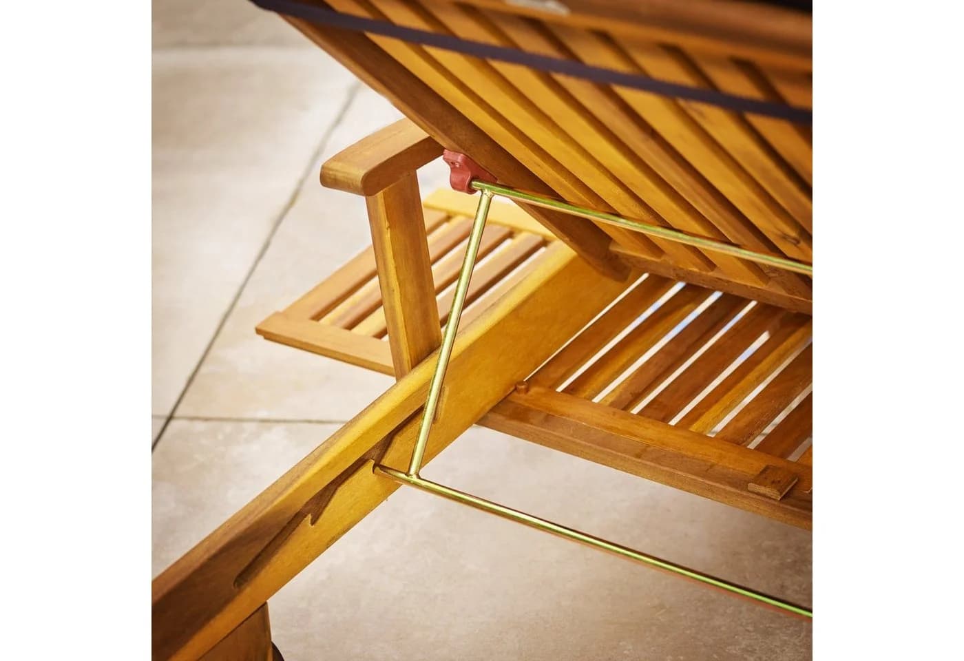 Casaria Gartenliege TAMI SUN Braun mit Auflage Beige Klappbar Akazienholz - Bild 4