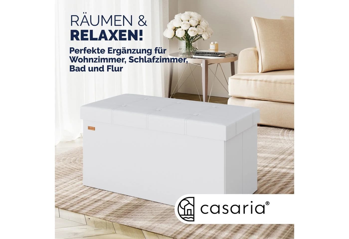 Casaria Sitzbank mit Stauraum Faltbar Gepolstert Kunstleder