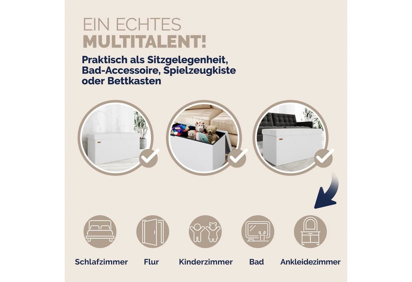 Casaria Sitzbank mit Stauraum Faltbar Gepolstert Kunstleder - Bild 5