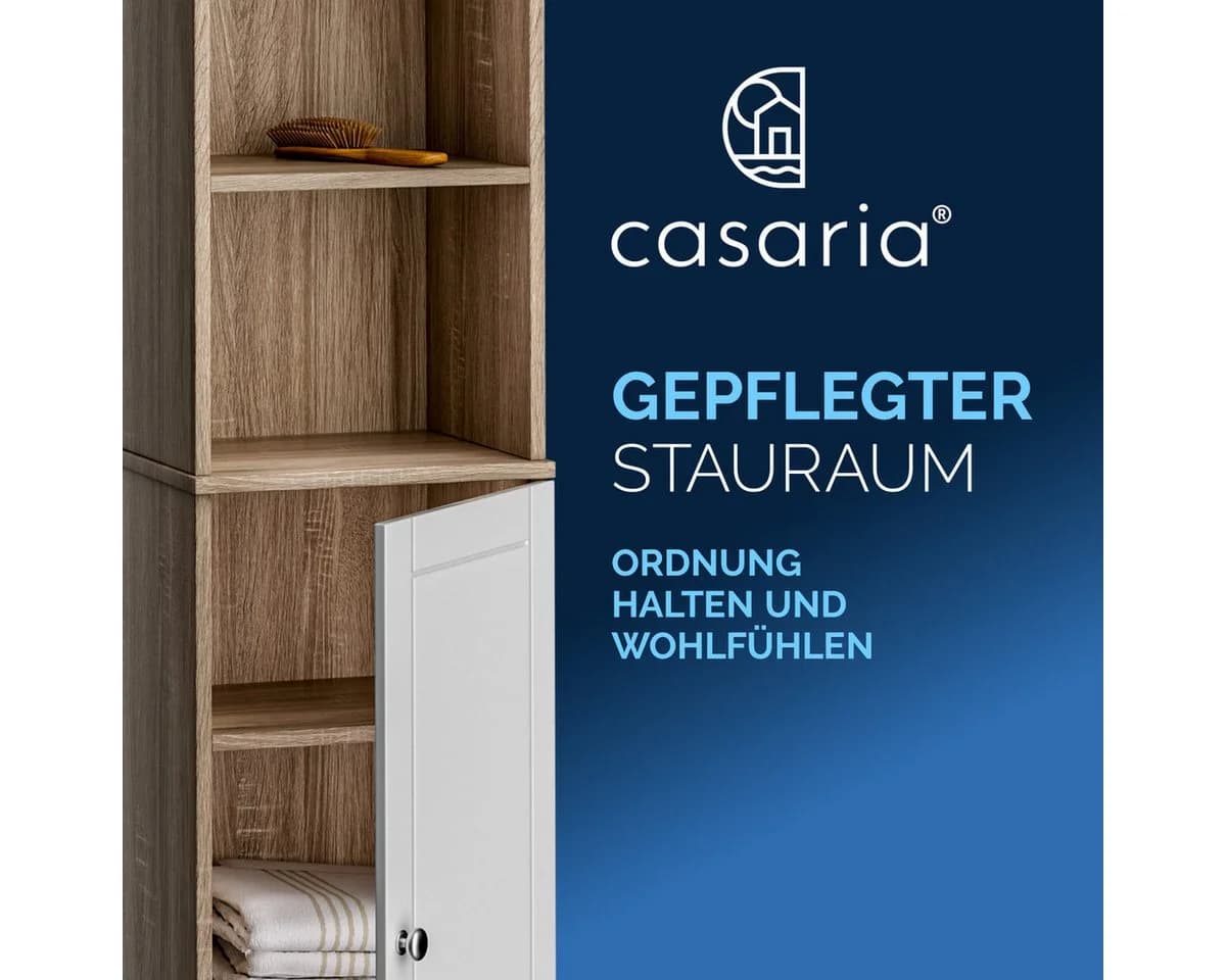 Casaria Hochschrank Oslo 6 Fächer Magnetverschluss Badschrank Weiß - Bild 4