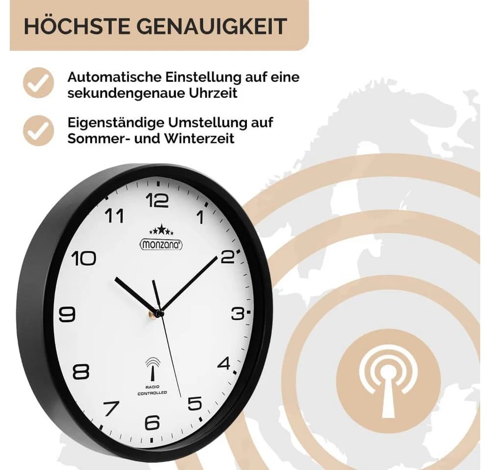 monzana Wanduhr Funk Schwarz Modern - Bild 3