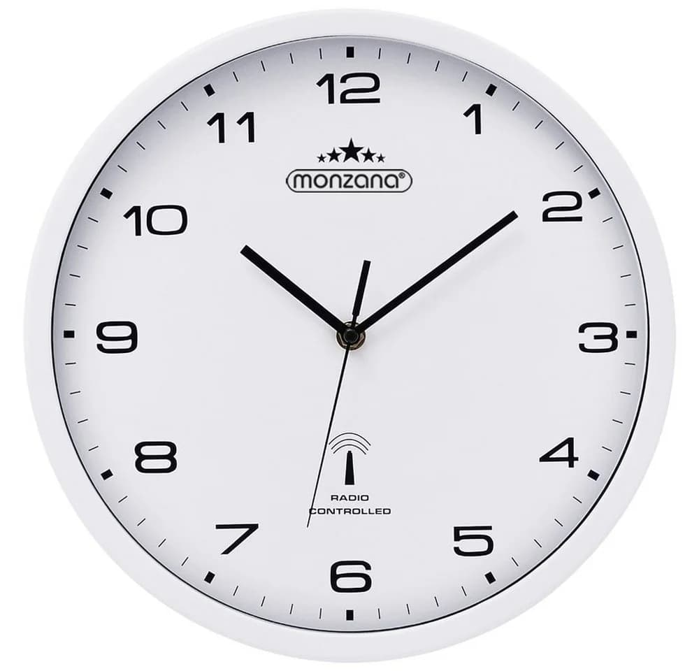 monzana Wanduhr Funk Zeitumstellung Geräuscharm Quarzuhrwerk Weiß - Bild 2
