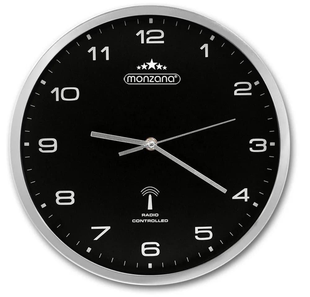 monzana Wanduhr Funk Schwarz Silber Automatische Zeitumstellung - Bild 2