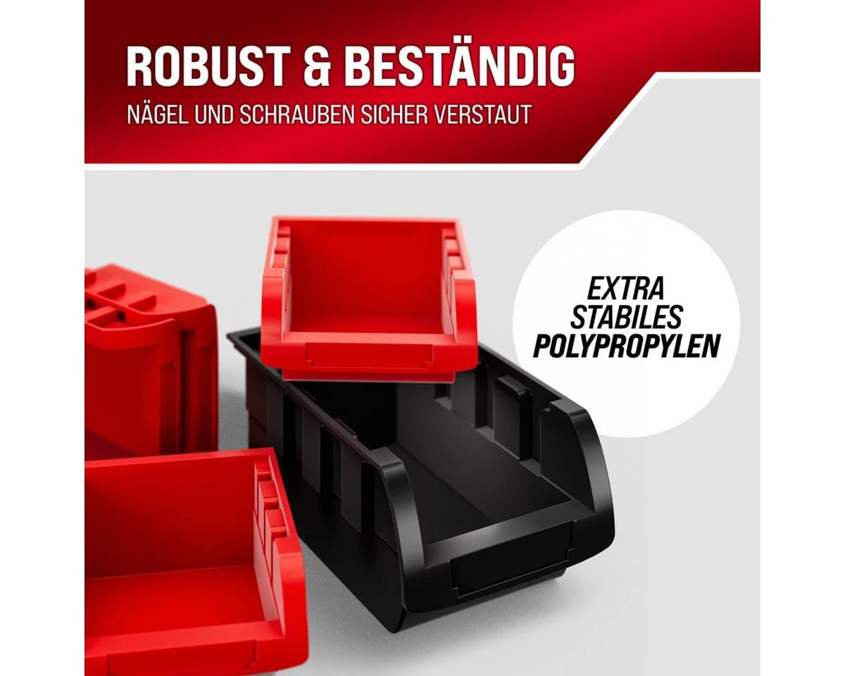 monzana Wandregal 32-tlg. mit Stapelboxen Schwarz/Rot - Bild 3
