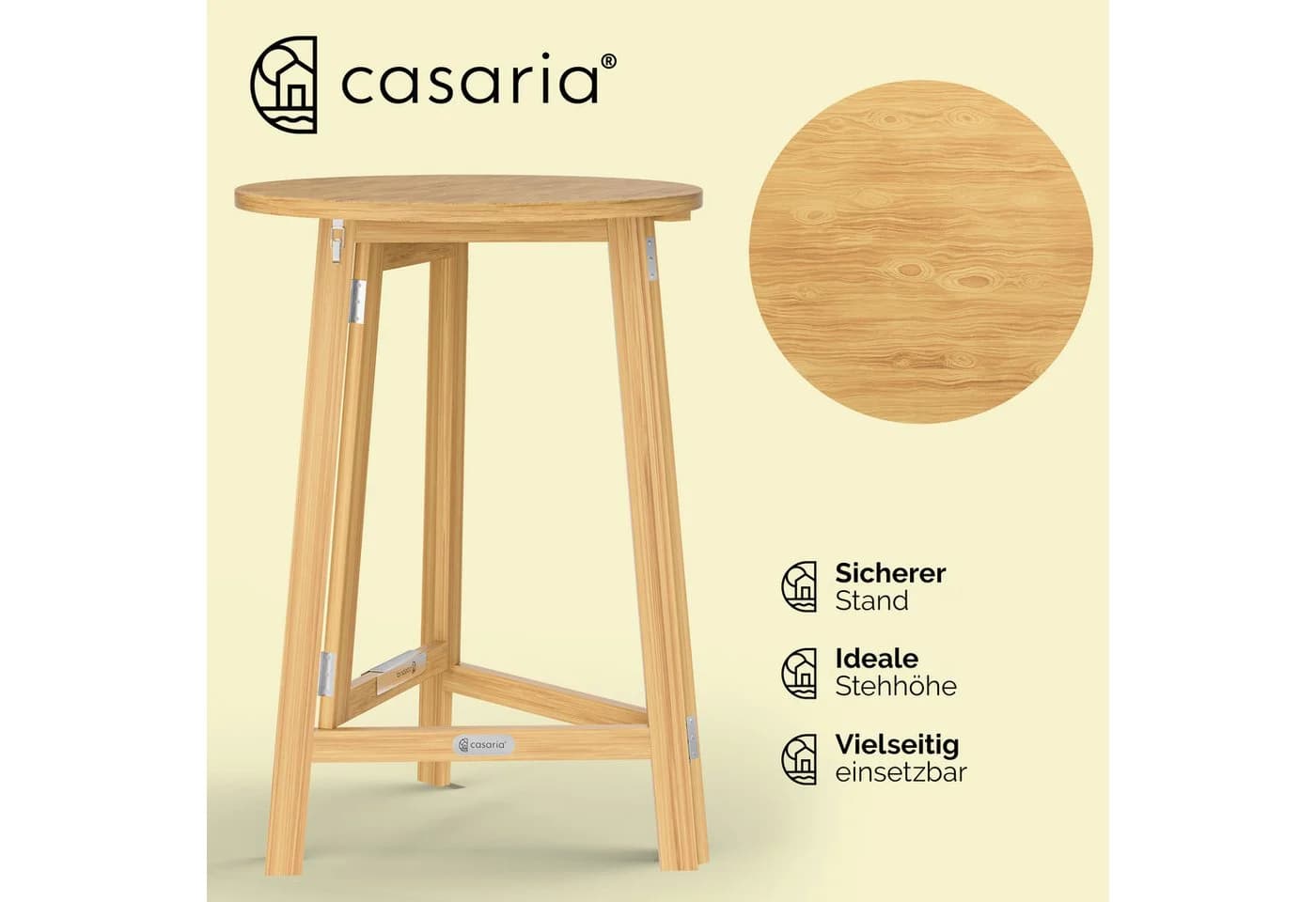 Casaria Stehtisch Massivholz Klappbar Natur - Bild 3