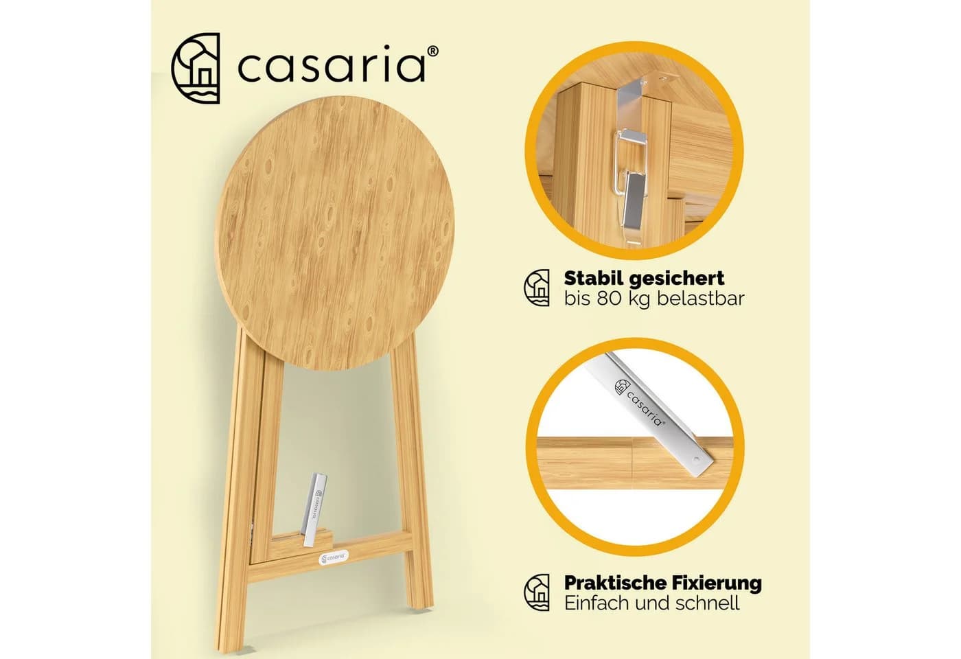 Casaria Stehtisch Massivholz Klappbar Natur - Bild 5
