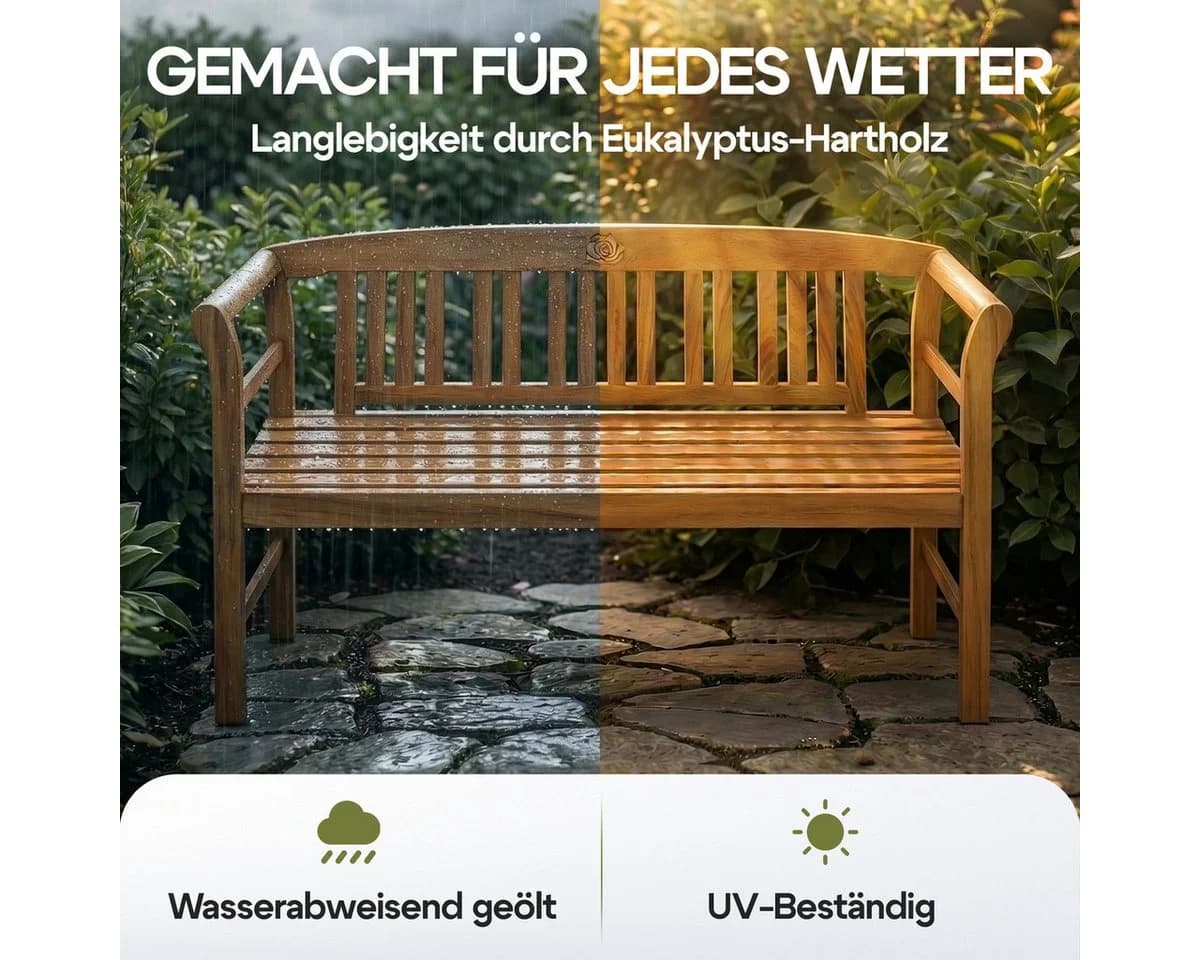 Deuba Gartenbank Rose Eukalyptus Holz 480kg Belastbar - Bild 5