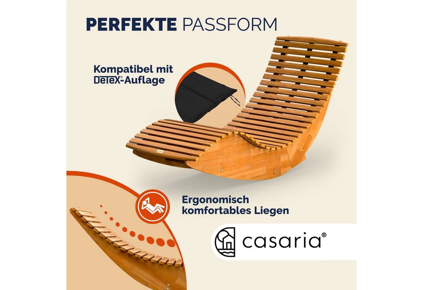 Casaria Gartenliege Akazie Klappbar Wetterfest Holz 160kg Belastbarkeit - Bild 5