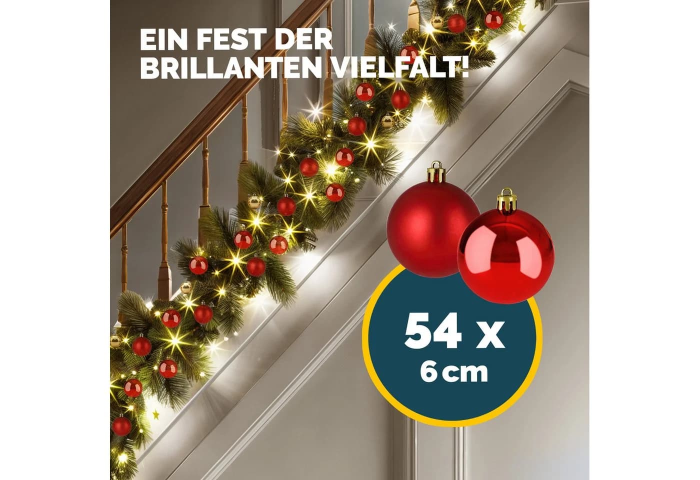 Casaria Weihnachtsbaumkugel Set 54-tlg. Matt & Glänzend - Bild 3