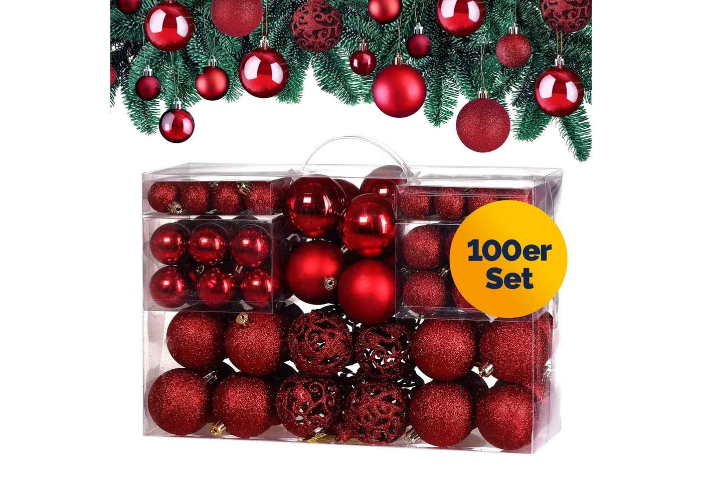 CASARIA Weihnachtskugeln 100er Set Matt Glänzend Glitzernd - Bild 2