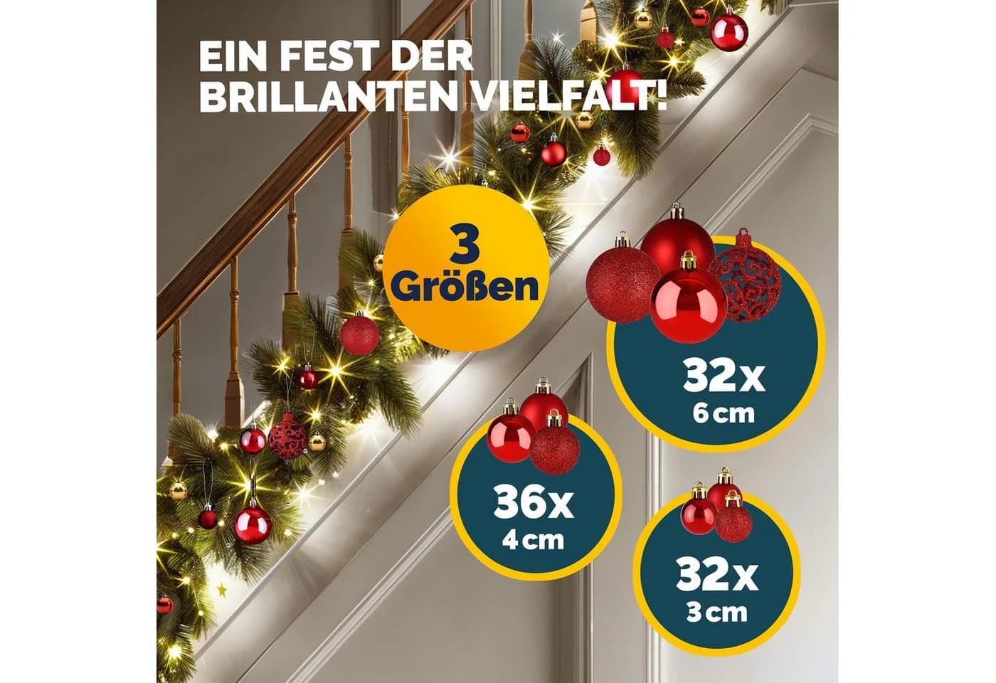 CASARIA Weihnachtskugeln 100er Set Matt Glänzend Glitzernd - Bild 3