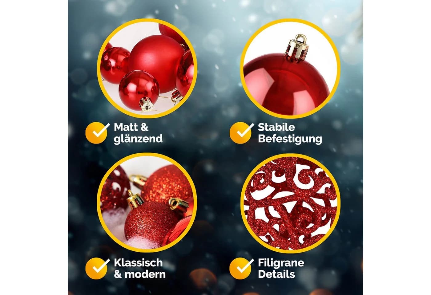 CASARIA Weihnachtskugeln 100er Set Matt Glänzend Glitzernd - Bild 5