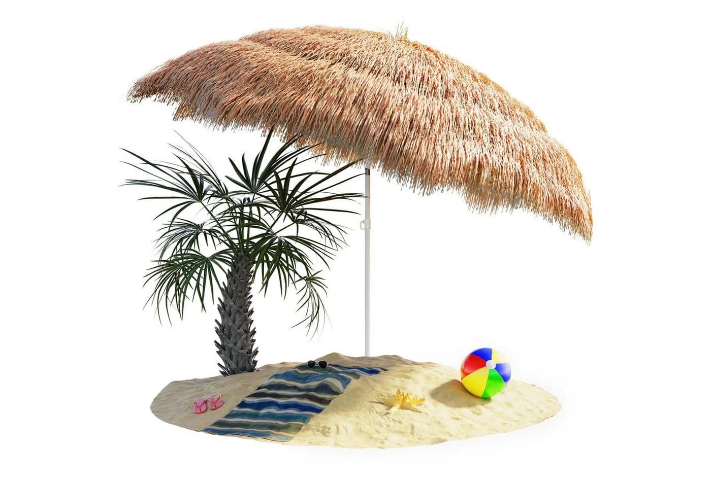 Kingsleeve Sonnenschirm Hawaii Braun 160 cm Neigbar Höhenverstellbar - Bild 2