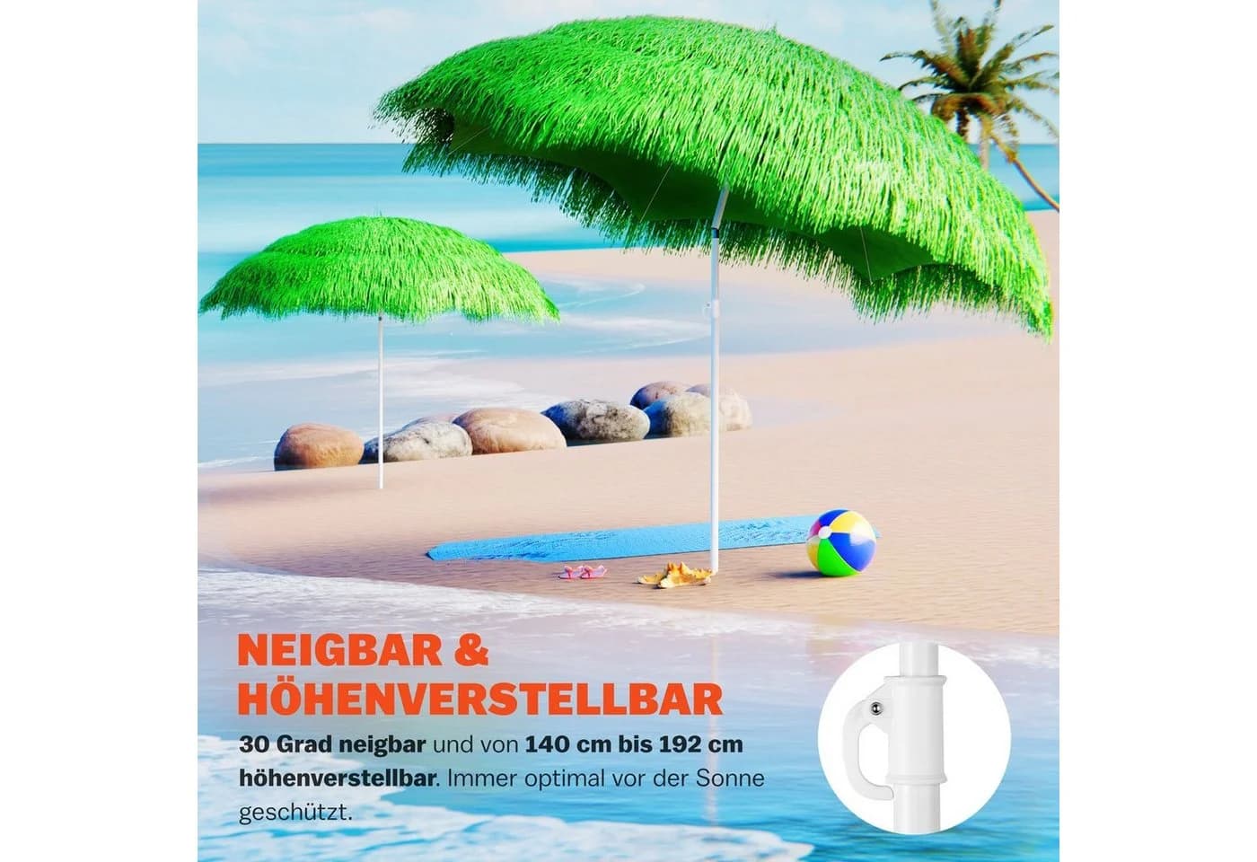 Kingsleeve Sonnenschirm Hawaii Grün Neigbar Höhenverstellbar