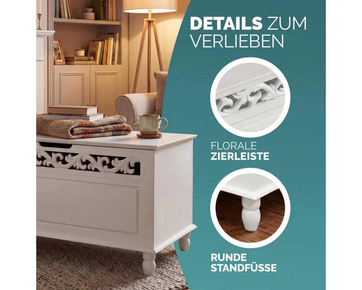 Casaria Holzkiste Jersey Weiß Multifunktionale Truhe - Bild 5