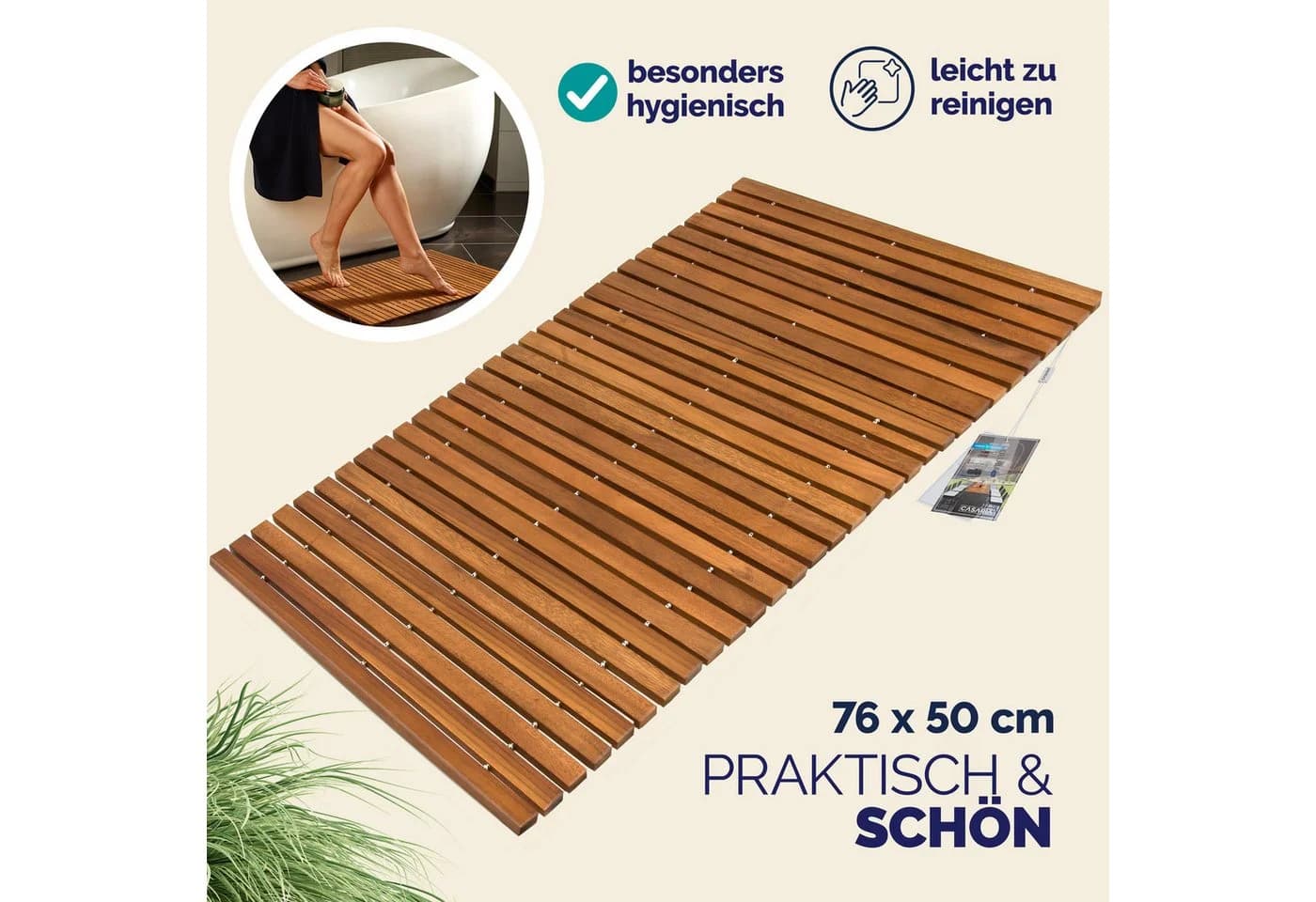 Casaria Badematte Akazienholz FSC-zertifiziert Rutschhemmend - Bild 4
