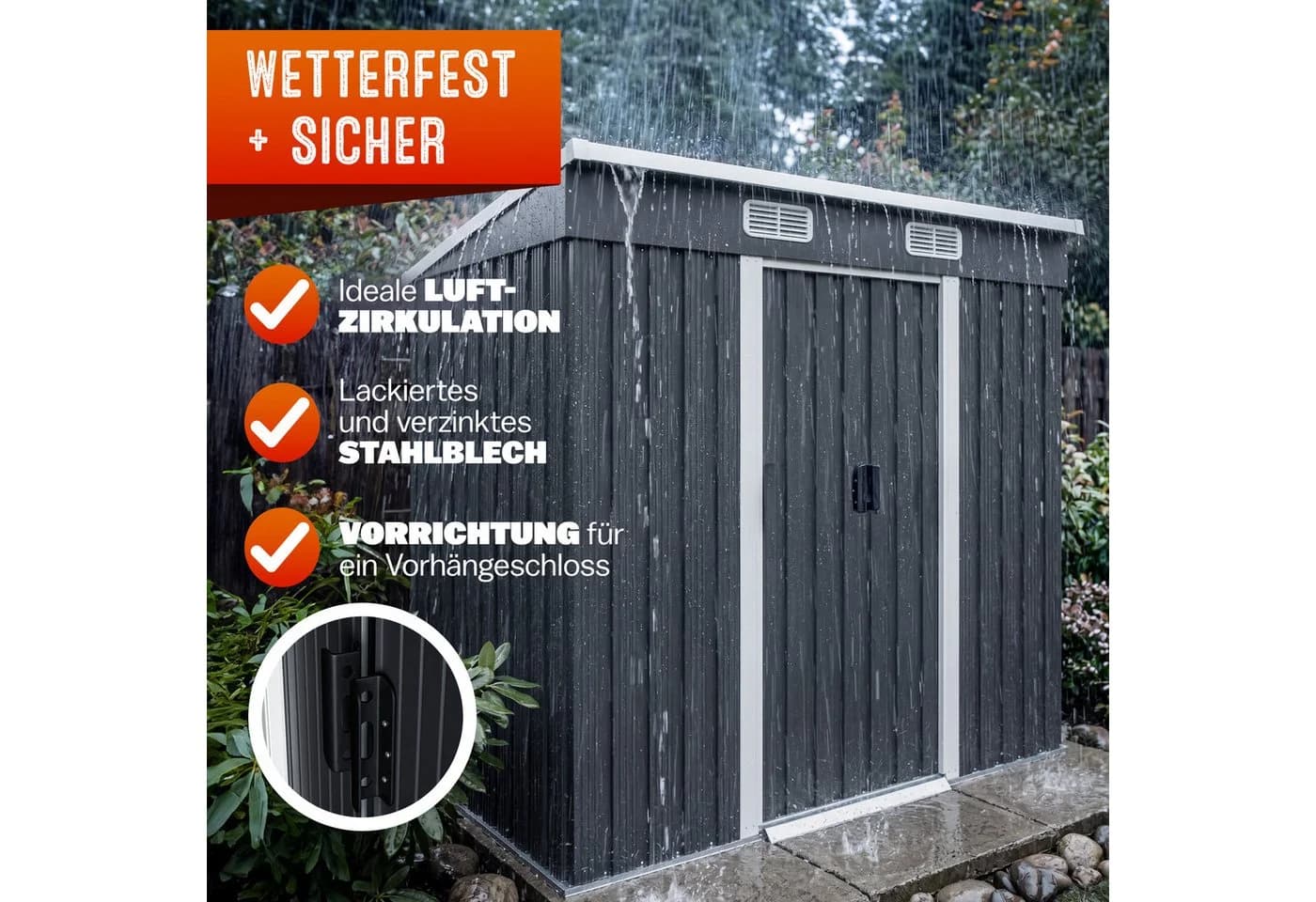 Gardebruk Gerätehaus Anthrazit Metall mit Schiebetür - Bild 4