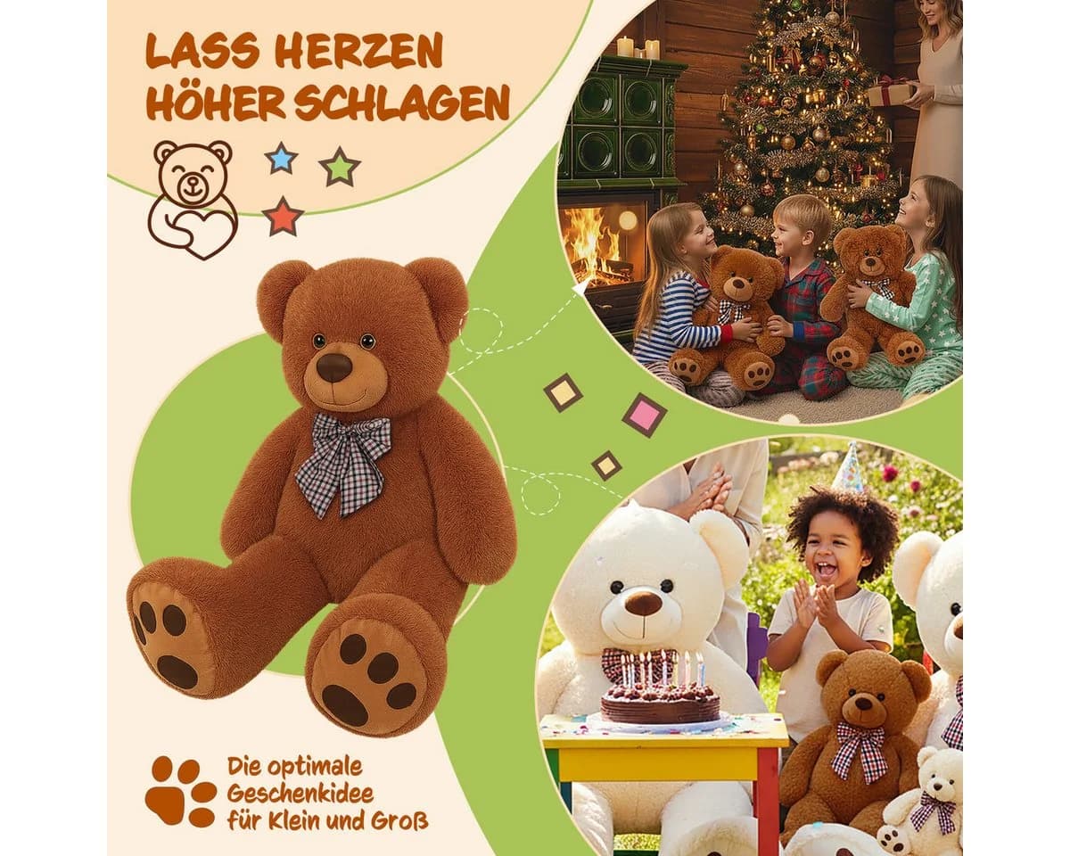 Monzana Kuscheltier Deuba Teddybär L - XXXL 50-175cm Weiches Fell Schleife - Bild 4