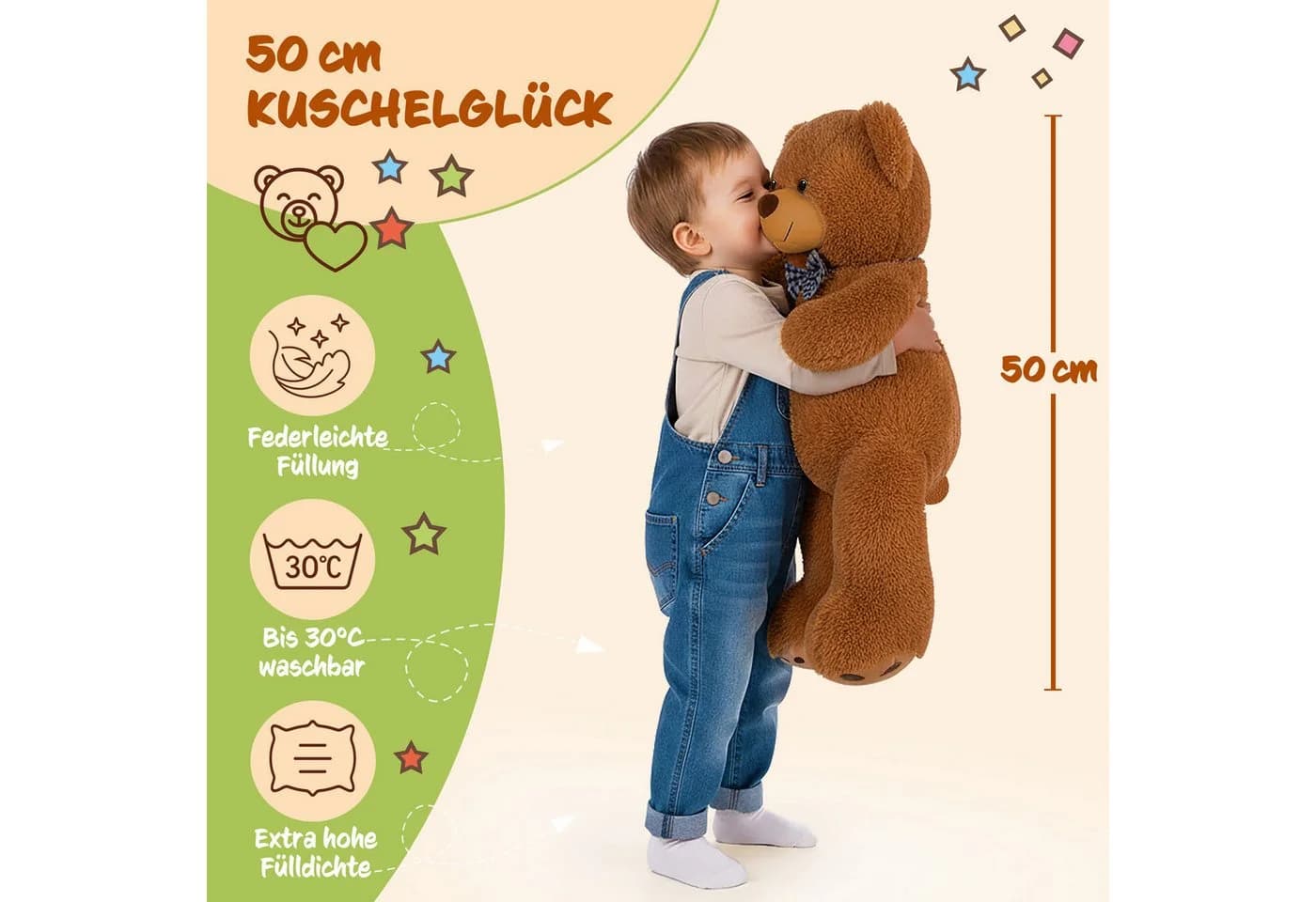 Monzana Kuscheltier Deuba Teddybär L - XXXL 50-175cm Weiches Fell Schleife - Bild 5