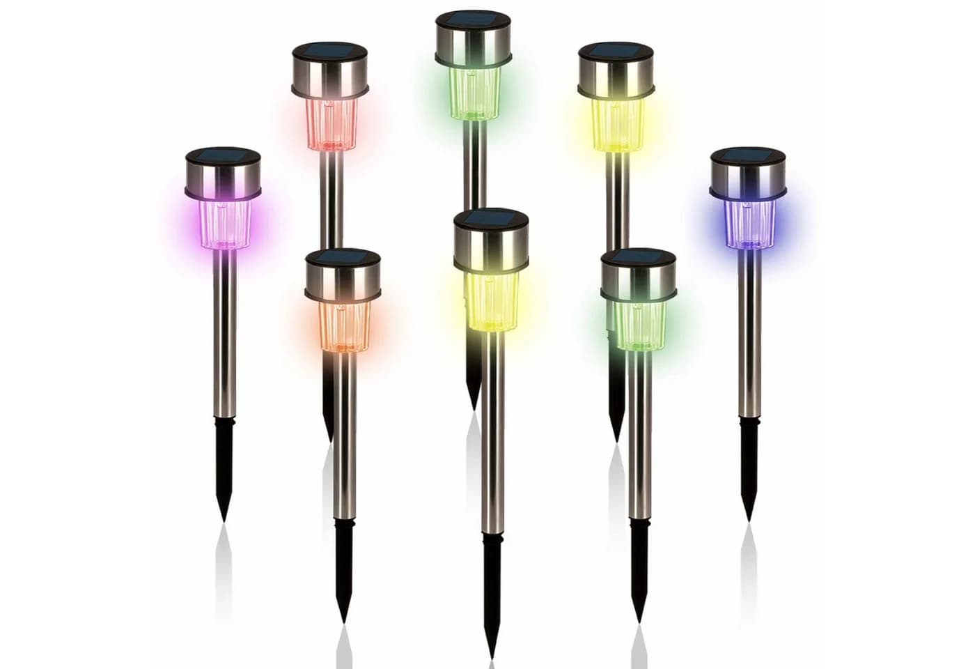 monzana LED Solarleuchte, Solarlampe, LED Außenleuchte mit Farbwechsel IP44 Edelstahl 8er Set - Bild 2