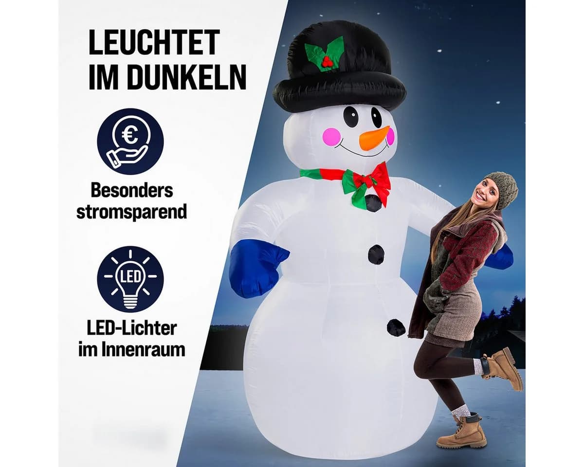 monzana Schneemann, Aufblasbarer XXL 240cm LED Beleuchtet